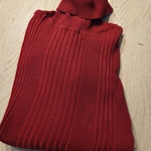 Red Ribbed Turtleneck United States Sweater Large Very Good